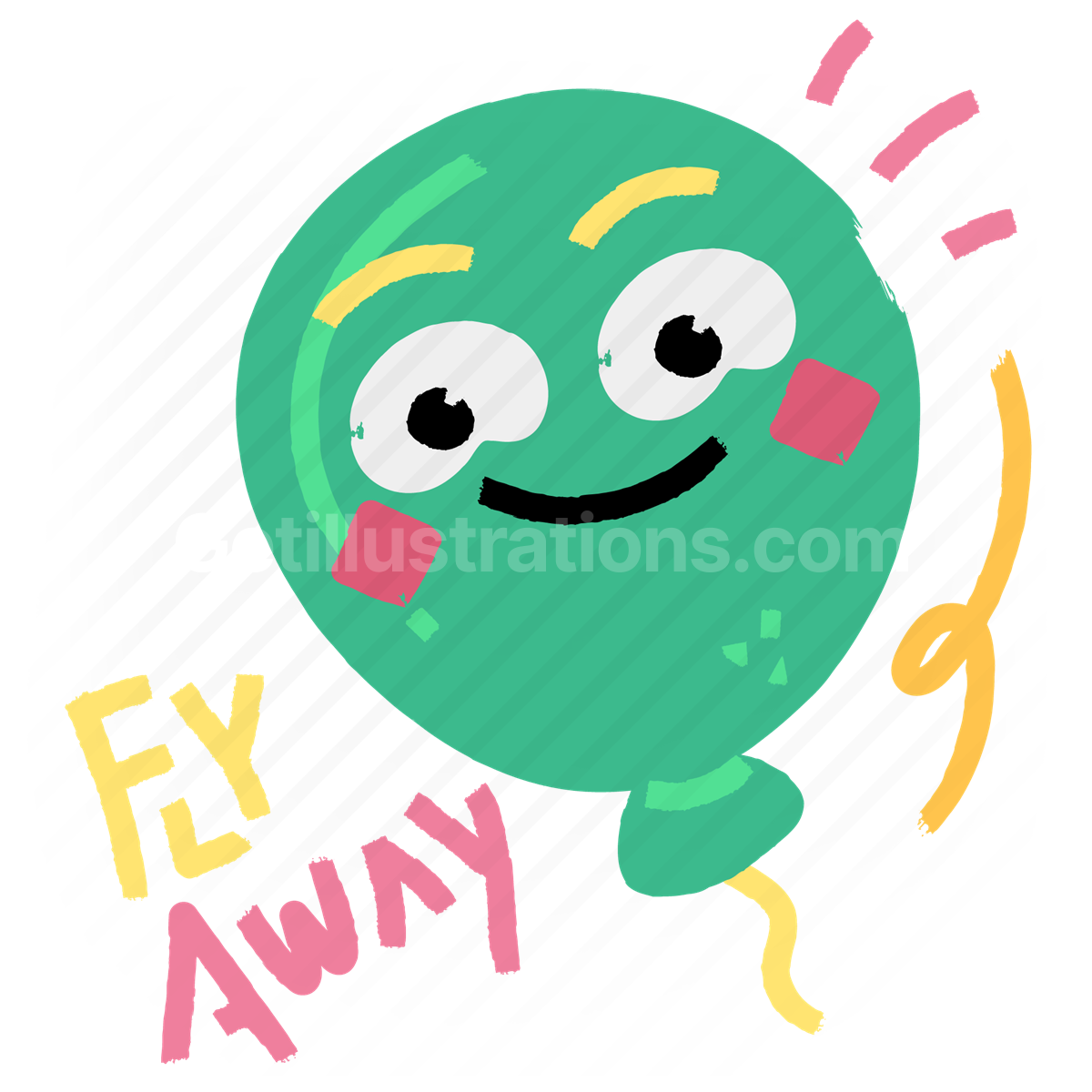 sticker, character, balloon, fly away, happy, decoration, travel